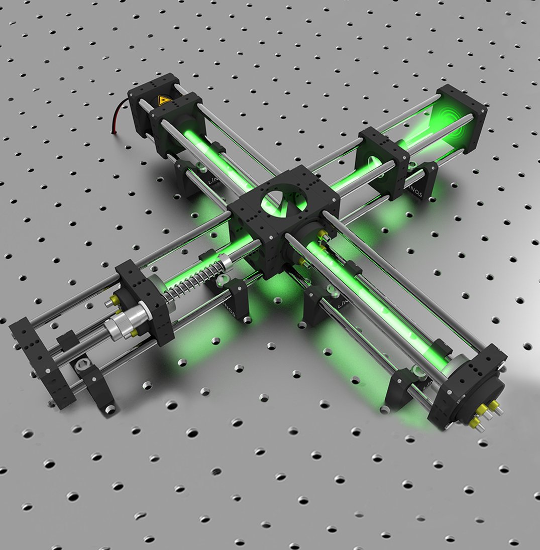 LINOS Mikrobank, das ursprungliche optomechanische Stangensystem毛皮optische Prazisionsexperimentieraufbauten。